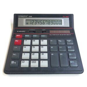 Vintage Unisonic 1295B Twelve Digit Calculator Dual Solar Battery Powered WORKS